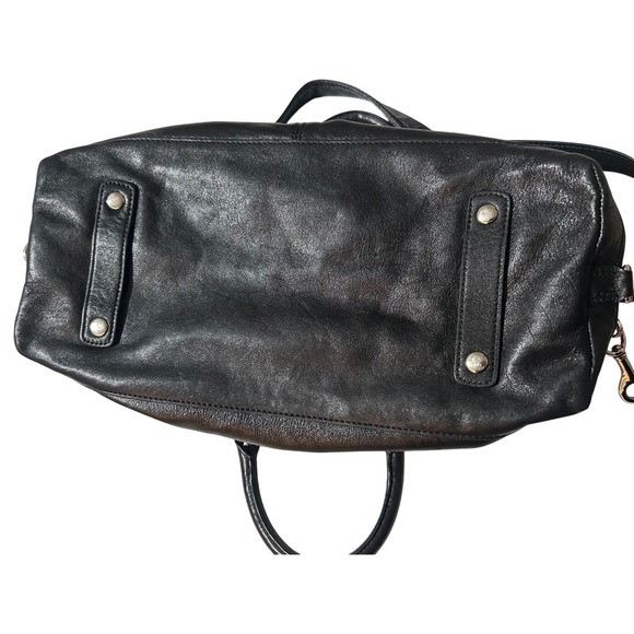 Coach Ashley Satchel Black Leather Shoulder Bag F15447 Purple Lining - Picture 9 of 10